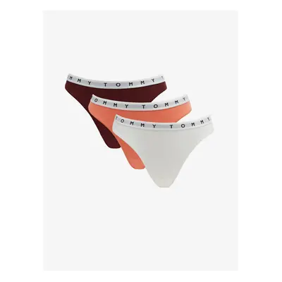 Set of three thongs in burgundy, apricot and white Tommy Hilfiger Underwea - Ladies