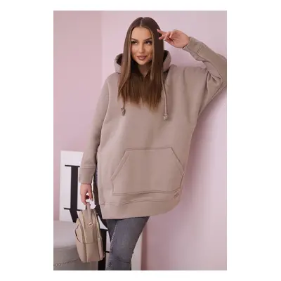 Kesi Insulated sweatshirt with slits on the sides dark beige