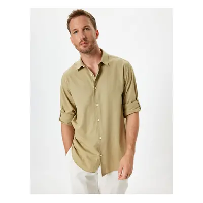 Koton Classic Shirt Long Sleeve Buttoned Sleeve Detailed Cotton