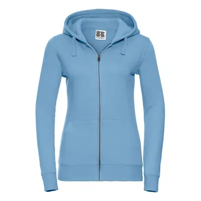 Blue women's sweatshirt with hood and zipper Authentic Russell