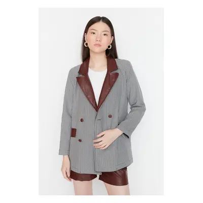 Trendyol Burgundy Double Breasted Woven Blazer Jacket