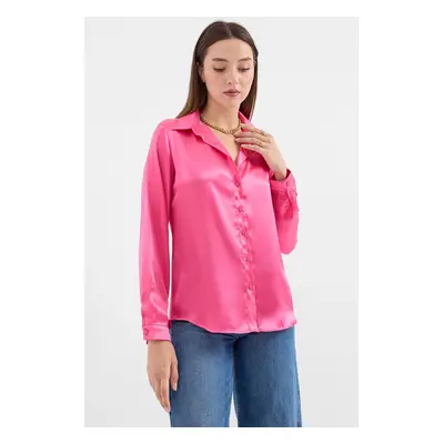 Bigdart Lightly Flowing Satin Shirt - Fuchsia