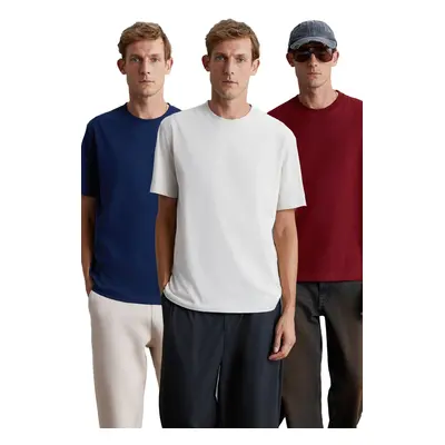 GRIMELANGE Cultivated Men's 3-Pack Thick Texture Regular 100% Organic Cotton Claret Red/lcvrt/gr