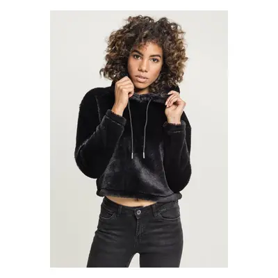 Women's Oversize Short Teddy Hoody Black