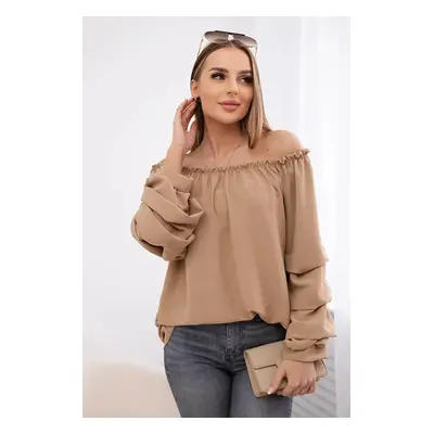 Spanish blouse with decorative sleeves Camel