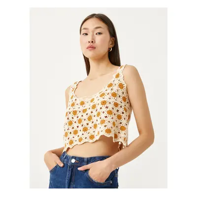 Koton Crop Bustier Crochet Square Neck