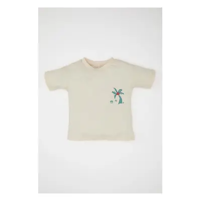 DEFACTO Baby Boy Crew Neck Palm Printed Short Sleeve T-Shirt