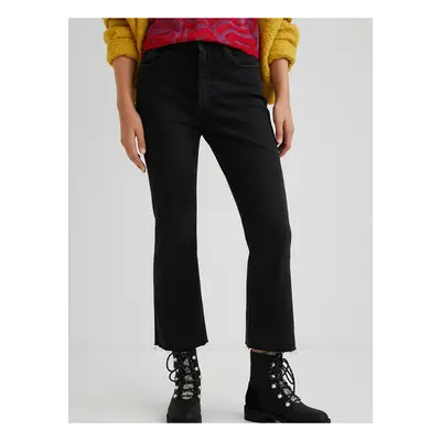 Black Women Shortened Bootcut Jeans Desigual Selva - Women