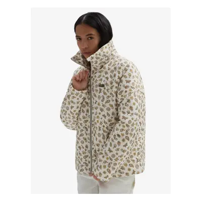 Women's Brown-Cream Patterned Quilted Jacket VANS Foundry Print Pu - Women