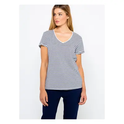 Blue and white striped basic T-shirt CAMAIEU - Women