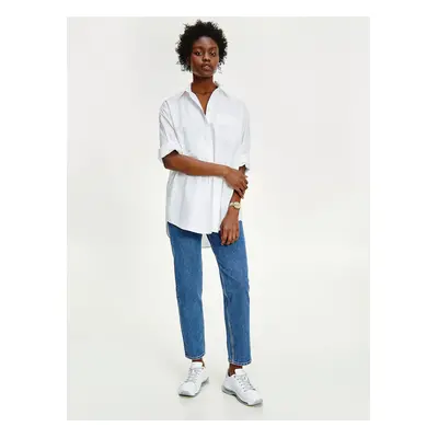 Tommy Hilfiger Shirt - COTTON POPLIN BOYFRIEND SHIRT LS white