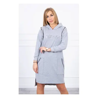 Dress with the inscription unlimited gray