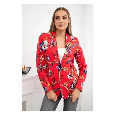 Turecki Printed cotton jacket with a button raspberry