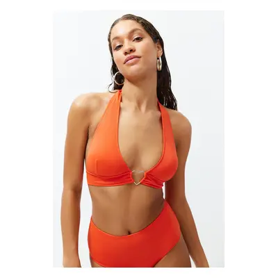 Trendyol Red Triangle Accessorized Bikini Top