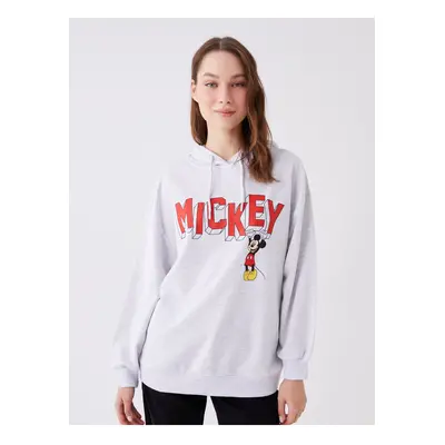 LC Waikiki Mickey Mouse Printed Long Sleeve Oversize Women's Hoodie