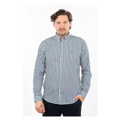 Shirt - TOMMY HILFIGER TWO TONE DOBBY STRIPE SHIRT dark blue-white