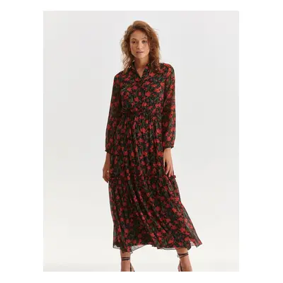 Red and black floral shirt maxi dress TOP SECRET - Ladies