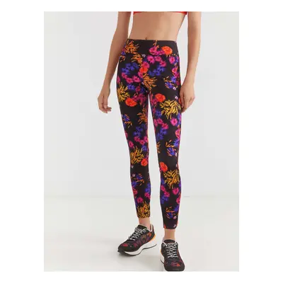 Black Womens Floral Sports Leggings Desigual Run - Women