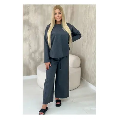 Set Punto Milano winter sweatshirt + wide-leg pants Graphite