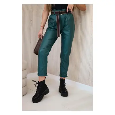 Kesi Włoski Waxed trousers with a belt green