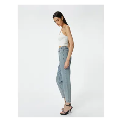 Koton Mom Fit Jean with Elastic Waist Comfort Cut Cotton Pocket - Mom Jeans