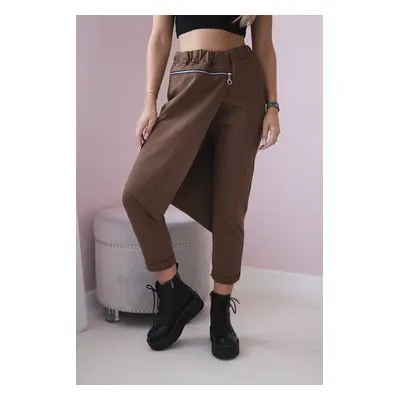 Kesi Włoski Punto Milano Winter trousers with a decorative zipper brown