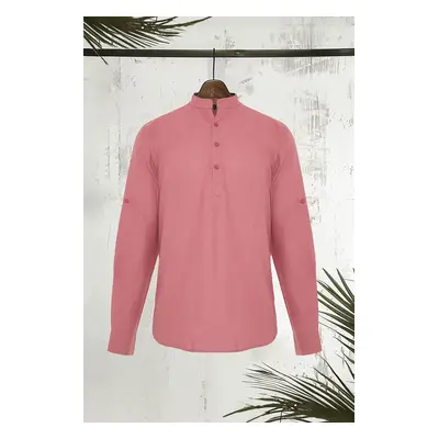 Trendyol Dusty Rose Magister Collar Regular Fit Sleeves Shirt with Epaulettes