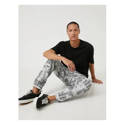 Koton Shawl Patterned Sweatpants Tie Waist Pocket Detailed