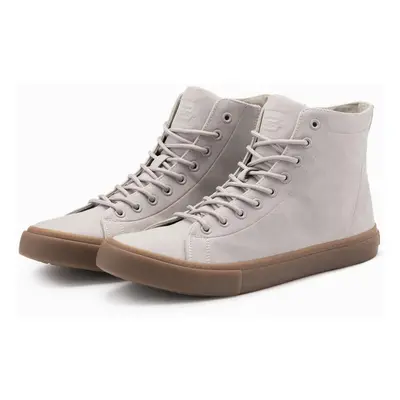 Ombre Men's high-top sneakers shoes with rubber toe - cream