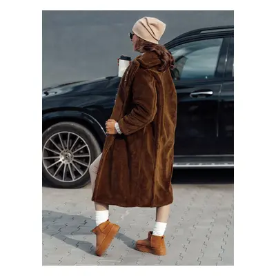 Women's winter coat LUXERII long fur camel Dstreet