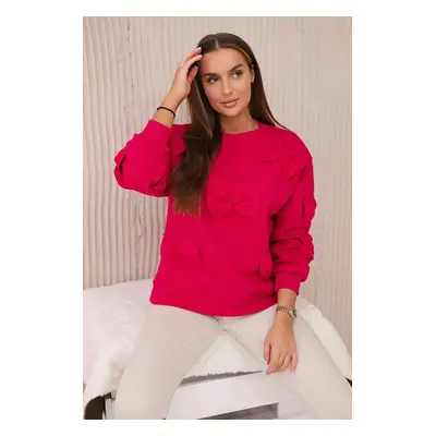 Insulated cotton sweatshirt with fuchsia-colored decorative bows