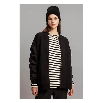 DEFACTO Oversize Wide Mold Bomber Coat Jacket College Collar Basic Plain Zipper Pocket