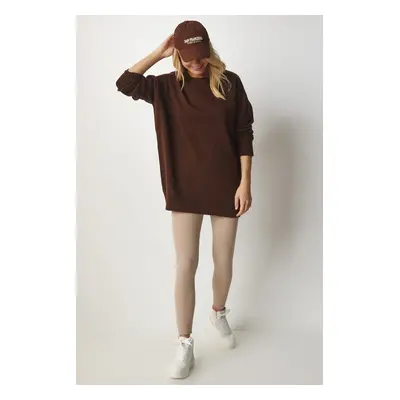 Happiness İstanbul Women's Brown Oversize Knitwear Sweater