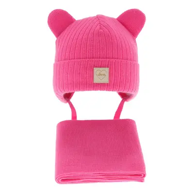 AGBO Girl's winter set: hat and scarf in pink Antola