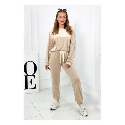 Velour set sweatshirt + trousers beige