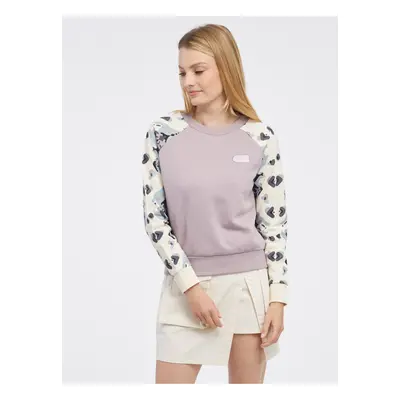 Cream-Purple Women Patterned Sweatshirt Picture Blayr - Women