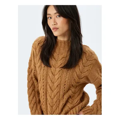 Koton Soft Texture Long Sleeve Lightweight Stand Collar Hair Knit Sweater