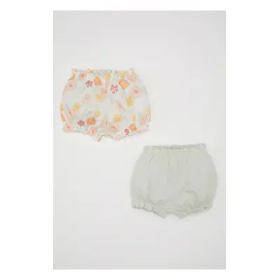 DEFACTO Baby Girl Floral Combed Cotton 2-Piece Shorts