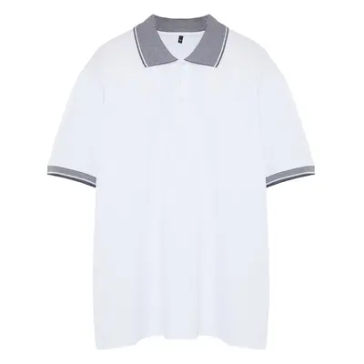 Trendyol White Large Size Regular/Normal Cut Polo Neck T-Shirt