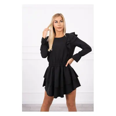 Black dress with vertical ruffles