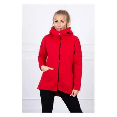 Insulated sweatshirt with a longer back and red pockets