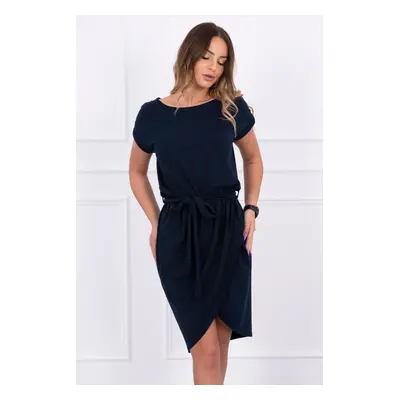 Tied dress with a clutch bottom navy blue