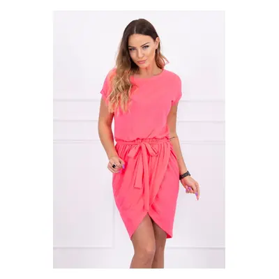 Tied dress with clutch pink neon bottom