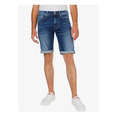 Navy blue men's denim shorts Pepe Jeans Track - Men