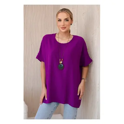 Oversized blouse with pendant in dark purple color