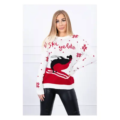 Ecru sweater with Christmas motif