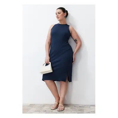 Trendyol Curve Gray Camisole Knitted Plus Size Dress