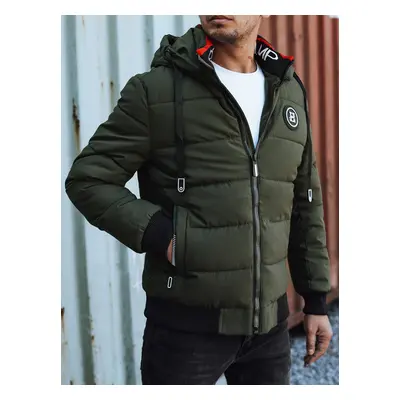 Men's winter quilted jacket with hood green Dstreet