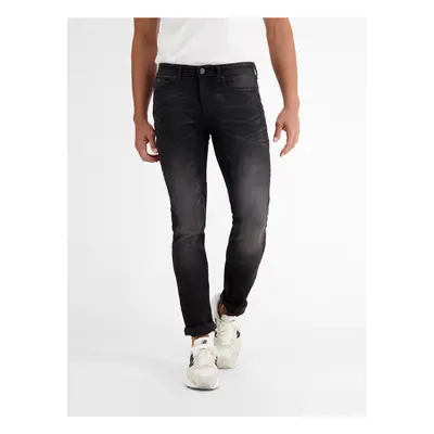 Dark grey men's slim fit jeans with a faded effect LERROS - Men