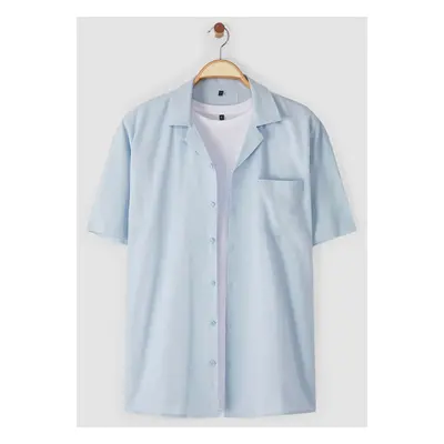 Trendyol Blue Oversized Fit Summer Cotton Shirt